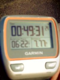 My watch at the end of the race. You can't hear me panting above it. 