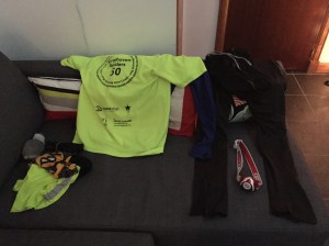 Gear laid out before getting ready for a Lab session